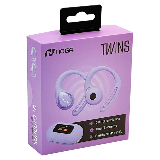 Auriculares Bluetooth Noga Twins 60S Deportivos TWS con Display - Lila