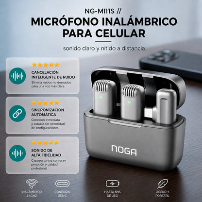 Micrófono NOGA NG-MI11S con Ficha C Doble y Base de Carga
