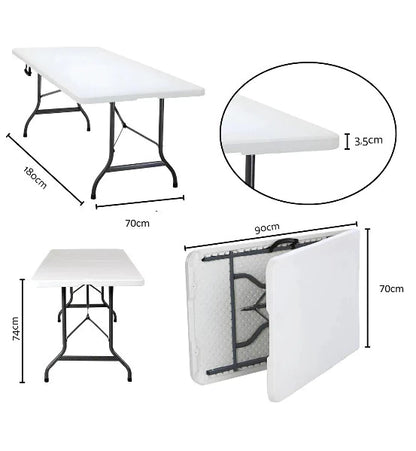 Mesa Plegable Noga NH-M1 - Jardín 180x70x74cm Metal y Plástico Reforzado