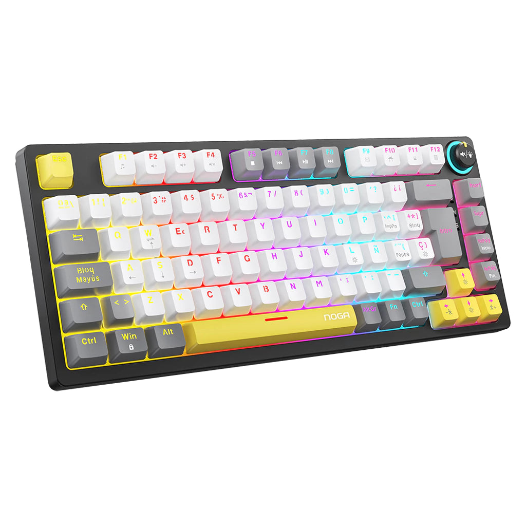 Teclado Mecánico Noganet NKB-68 RGB Gaming White Switch 12 Multimedia