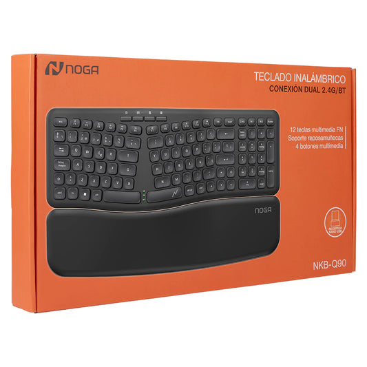 Teclado Inalámbrico Noganet NKB-Q90 Ergonómico Dual Apoya Muñecas