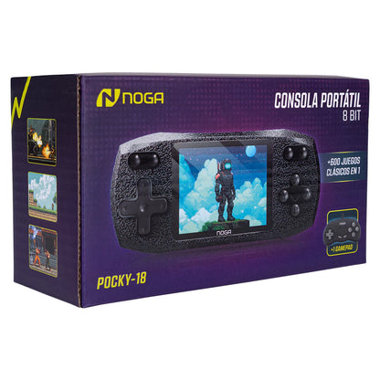 Consola Portátil NOGA Pocky-18 8 Bits – +600 Juegos, Pantalla 2.5" y Batería Recargable