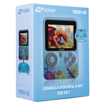Consola Portátil NOGA Pocky-R5 8 Bits – 500 Juegos, Pantalla 3" y Batería Recargable