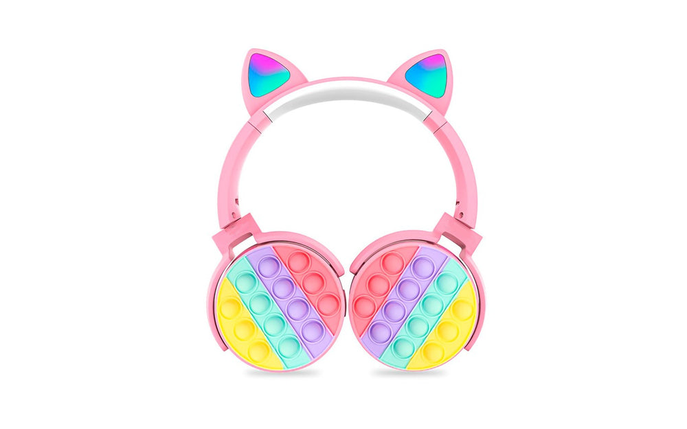 Auriculares Bluetooth Pop It con Orejas de Gato - Antiestrés