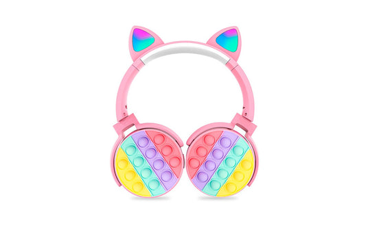 Auriculares Bluetooth Pop It con Orejas de Gato - Antiestrés