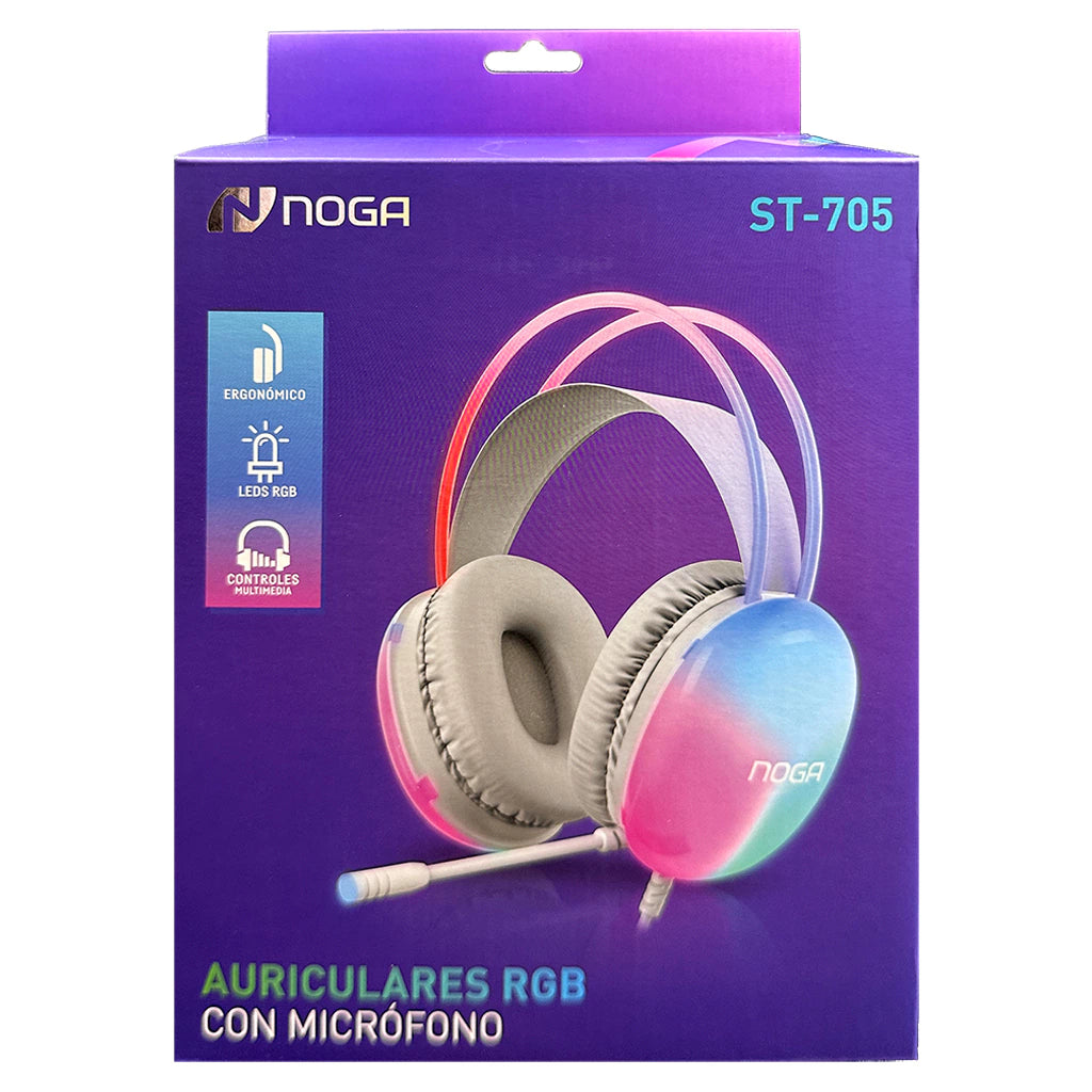 Auriculares Gamer Noga 705 Con Micrófono, Led Y Trrs