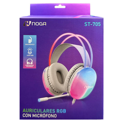 Auriculares Gamer Noga 705 Con Micrófono, Led Y Trrs