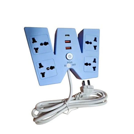 Zapatilla Eléctrica SEISA Forma W – 4 Tomas 220V + 2 USB + USB-C